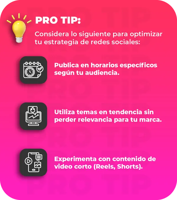Acciones para optimizar tu estrategia de redes sociales.