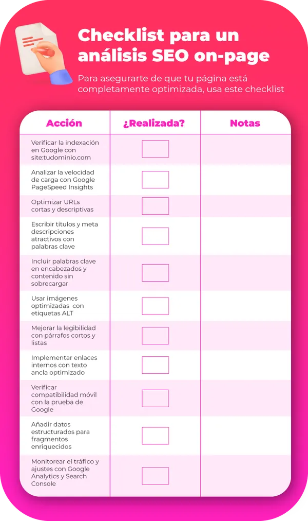 Checklist para un análisis SEO on-page