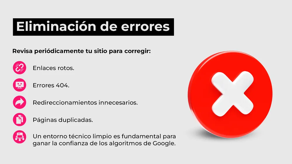 Eliminación de errores en un sitio web